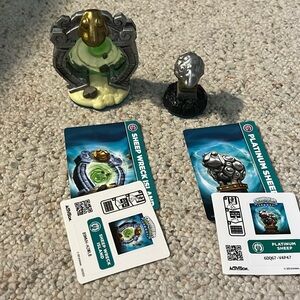 Xbox 360, Skylanders, swap force, sheep wreck Island, game piece.